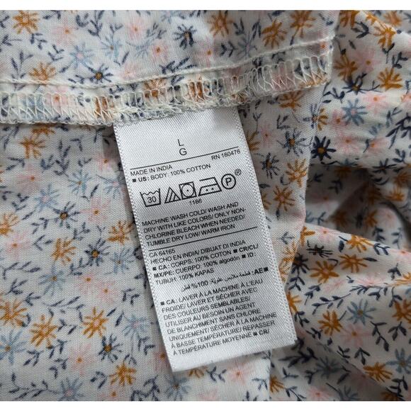 Old Navy Blouse White Colorful White Floral Button Front Misses Size L - Picture 6 of 7